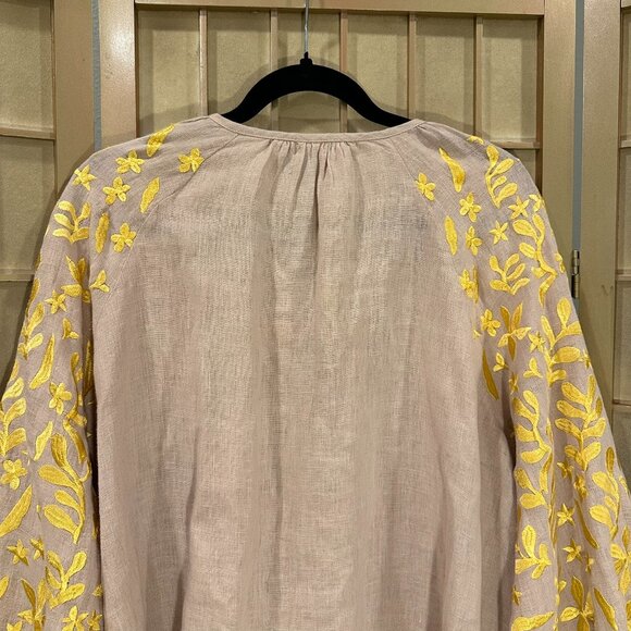Voyageur by Mersea Palermo Embroidered Blouse Linen Top Women Size M Boho Floral - Picture 13 of 15